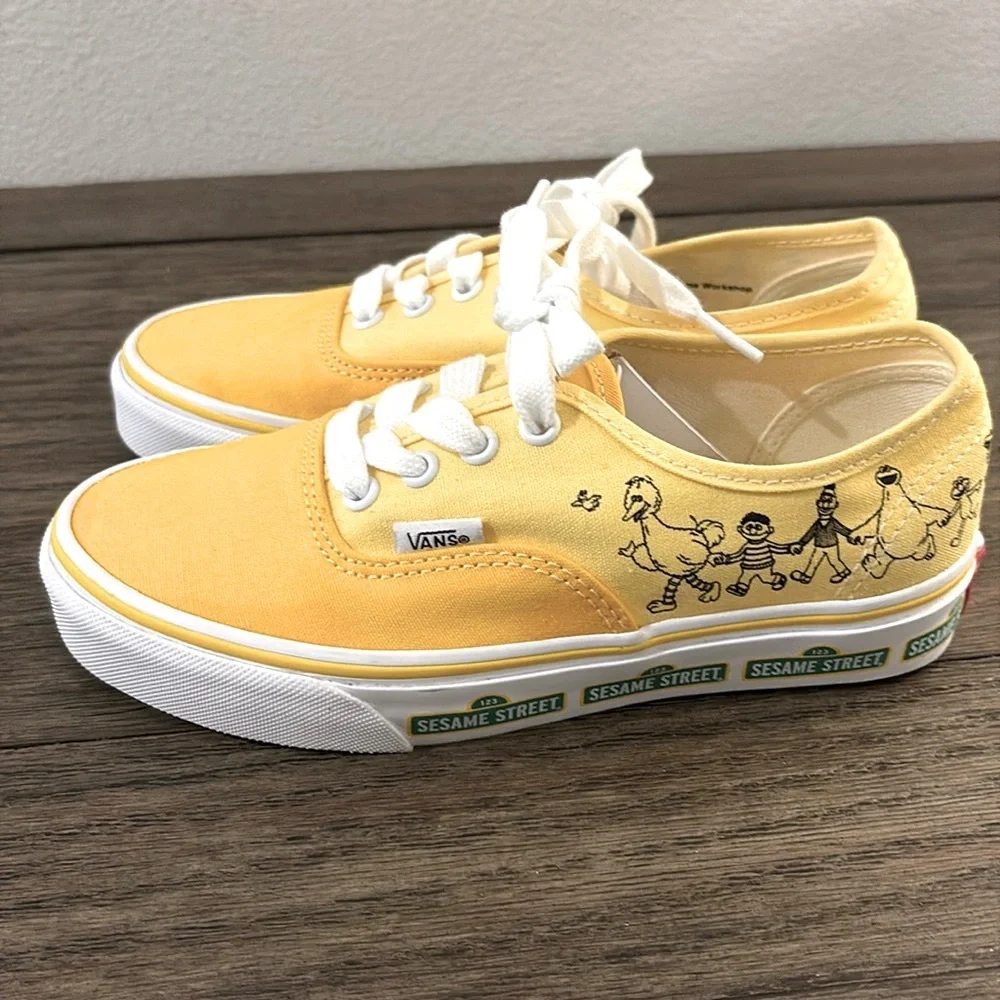 EUC [Vans] Sesame Street Family Yellow Tennis Shoes Sneakers Ladies 5 = Kids 3.5 - Picture 4 of 13